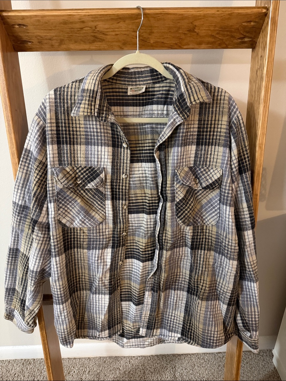 Brother Plaid Shirt Jacket in Cream and Black